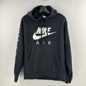Vintage Nike Hoodie Mens S Black‎ Sweatshirt Center Swoosh Air Spellout Sweater
